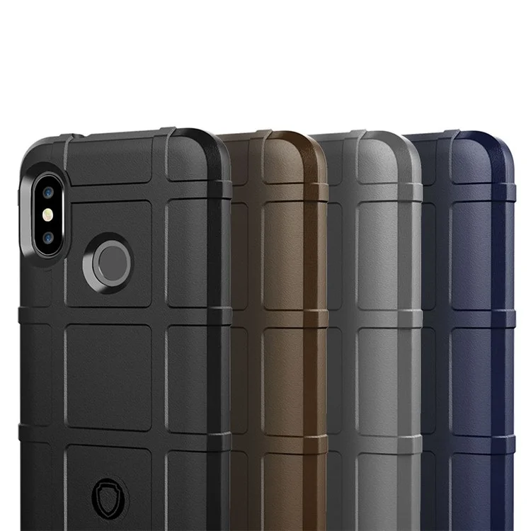 Rugger Shield Anti-schock Square Grid Textur Weiche Tpu-telefonhülle Für Xiaomi Mi A2 Lite / Redmi 6 Pro - Schwarz