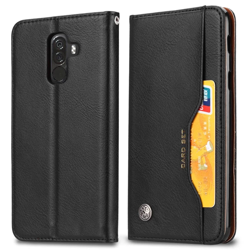 Cassa Del Telefono Del Portafoglio Del Supporto Di Cuoio Assorbito Automaticamente Per Xiaomi Pocophone F1 / Poco F1 (India) - Nero