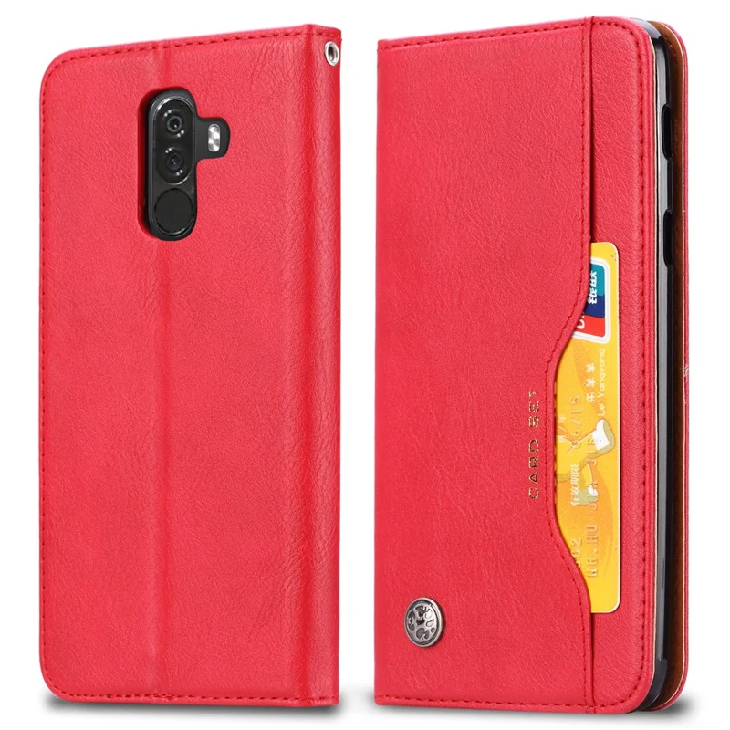 Auto-absorbed Leather Stand Wallet Mobile Casing for Xiaomi Pocophone F1 / Poco F1 (India) - Red