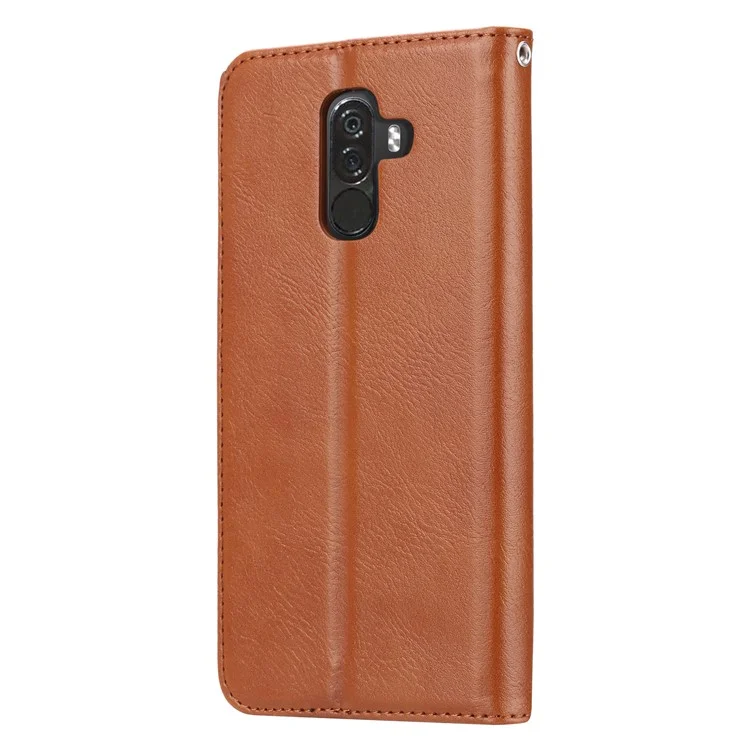 Automatisch Absorbiertes Leder-brieftaschen-mobiltelefon-schutzabdeckung Für Xiaomi Pocophone F1 / Poco F1 (indien) - Braun