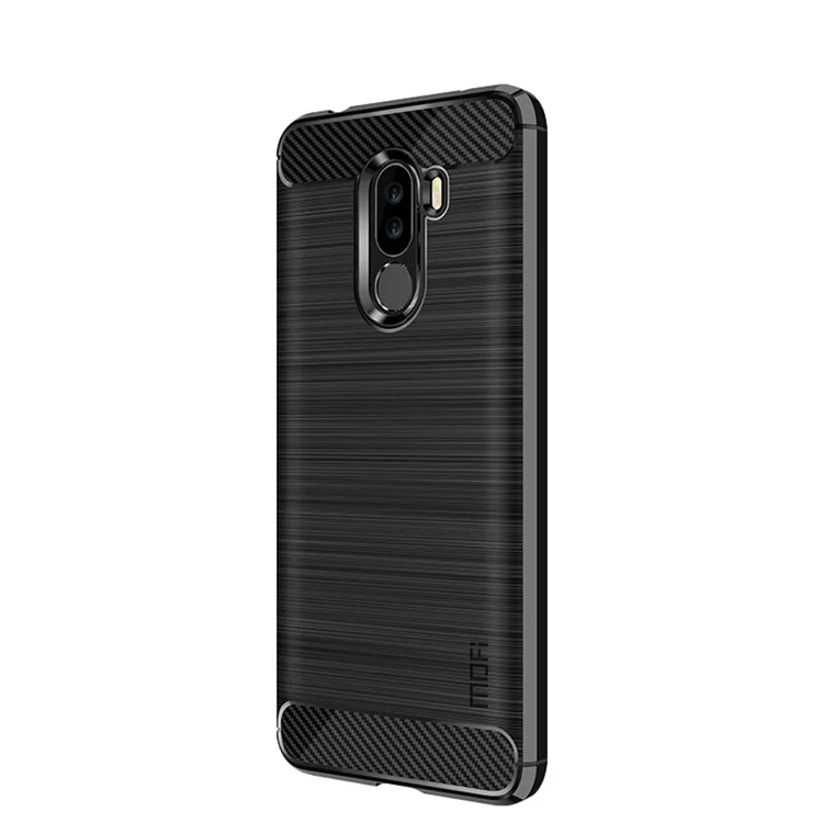 MOFI Texture de Fibre de Carbone Brossé Case de Protection TPU Pour le Pocophone Xiaomi F1 / Poco F1 (inde) - le Noir