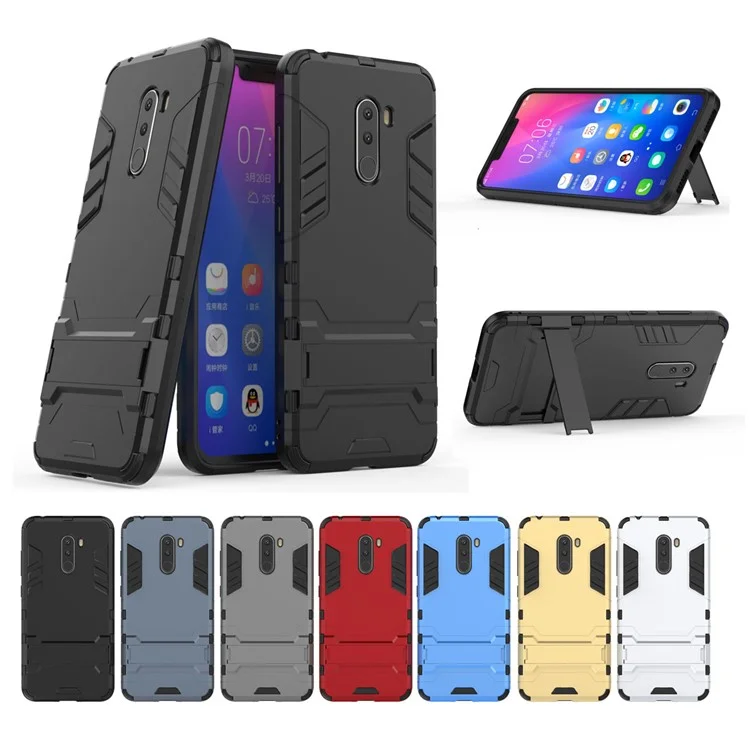 Case Híbrido TPU de Plástico Cool Guard Con Kickstand Para Xiaomi Pocophone F1 / Poco F1 (India) - Negro