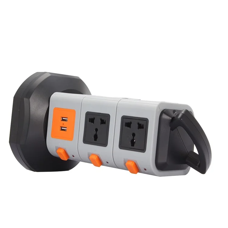 3 Layers 11 Outlets 2 USB Outputs Home / Office Vertical Power Socket with 2M Cable - Multi-color / US Plug