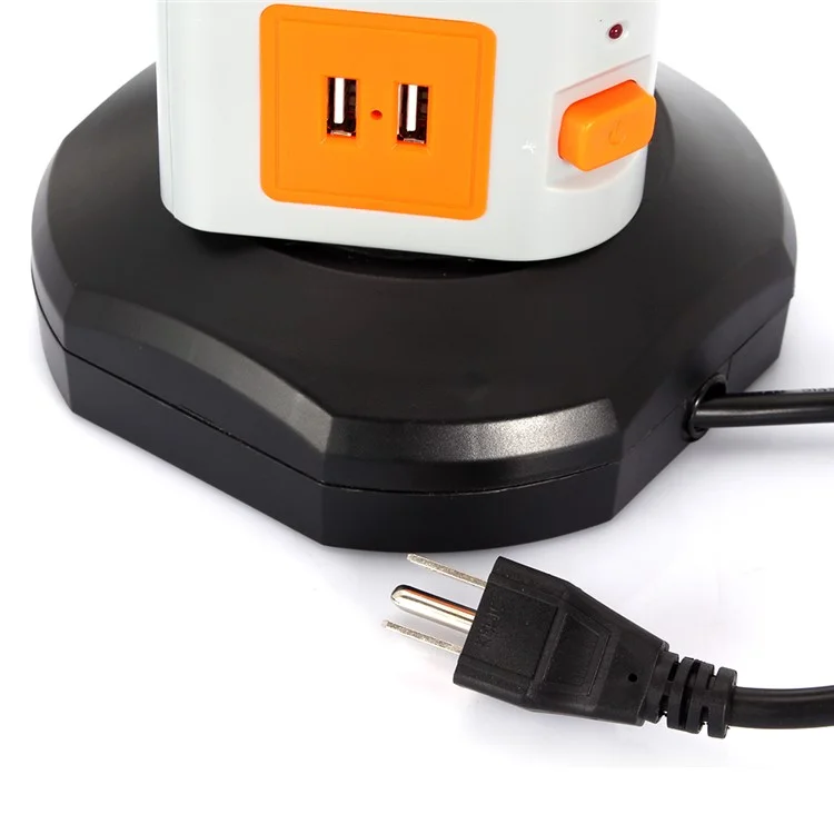 3 Layers 11 Outlets 2 USB Outputs Home / Office Vertical Power Socket with 2M Cable - Multi-color / US Plug