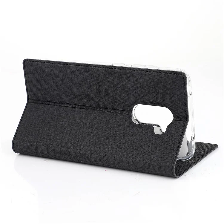 Étui en cuir à texture croisée VILI DMX pour Xiaomi Pocophone F1 / Poco F1 (Inde) [Support et fente pour carte] - Noir