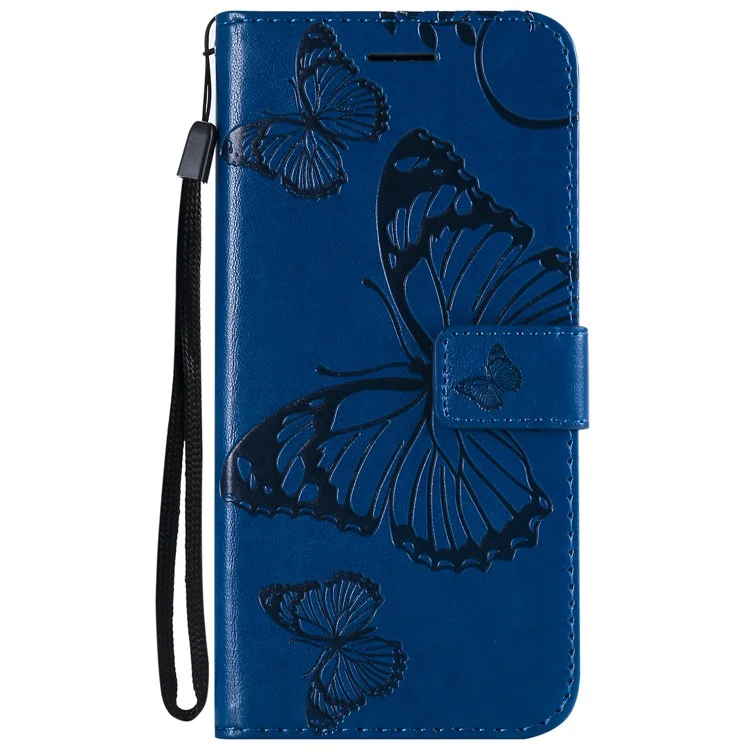 For Xiaomi Mi A2 Lite / Redmi 6 Pro Wallet Case Floral Butterfly Imprinted Leather Phone Cover Stand - Blue