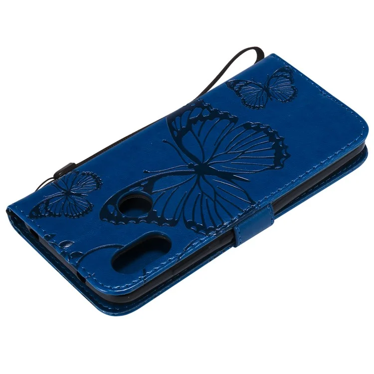 For Xiaomi Mi A2 Lite / Redmi 6 Pro Wallet Case Floral Butterfly Imprinted Leather Phone Cover Stand - Blue