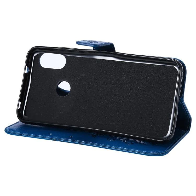 For Xiaomi Mi A2 Lite / Redmi 6 Pro Wallet Case Floral Butterfly Imprinted Leather Phone Cover Stand - Blue
