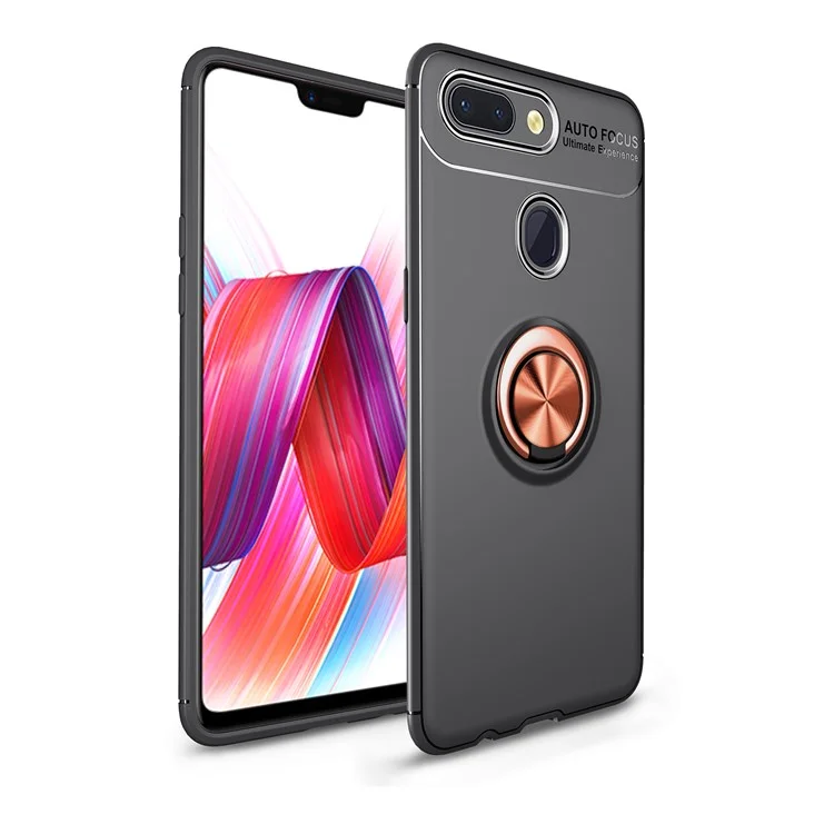 Cubierta de Teléfono de Kickstand Del Anillo de Dedo TPU TPU Back Shell Para Xiaomi Mi 8 Lite / mi 8 Juvent (mi 8X) (hoja de Metal Incorporada) - Negro / Oro Rosa