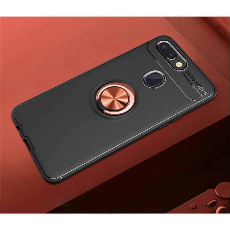 Кольцо Для Кольца Пальца Киктяная Крышка Телефона TPU Back Shell Для Xiaomi Mi 8 Lite / Mi 8 Youth (Mi 8x) (встроенный Металлический Лист) - Черный / Розовое Золото
