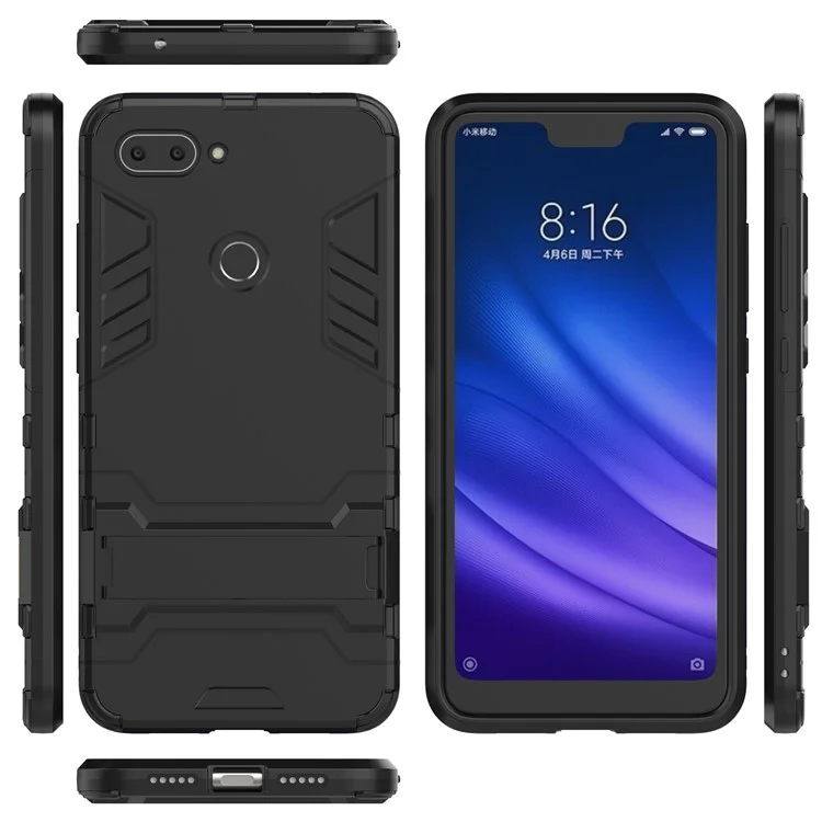 Cool Guard Kickstand PC TPU Hybrid -hülle Für Xiaomi Mi 8 Lite / Xiaomi Mi 8 Jugend (mi 8x) - Schwarz