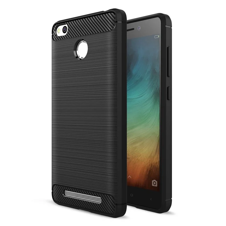Carbon Fibre Brushed TPU Case for Xiaomi Redmi 3s - Black