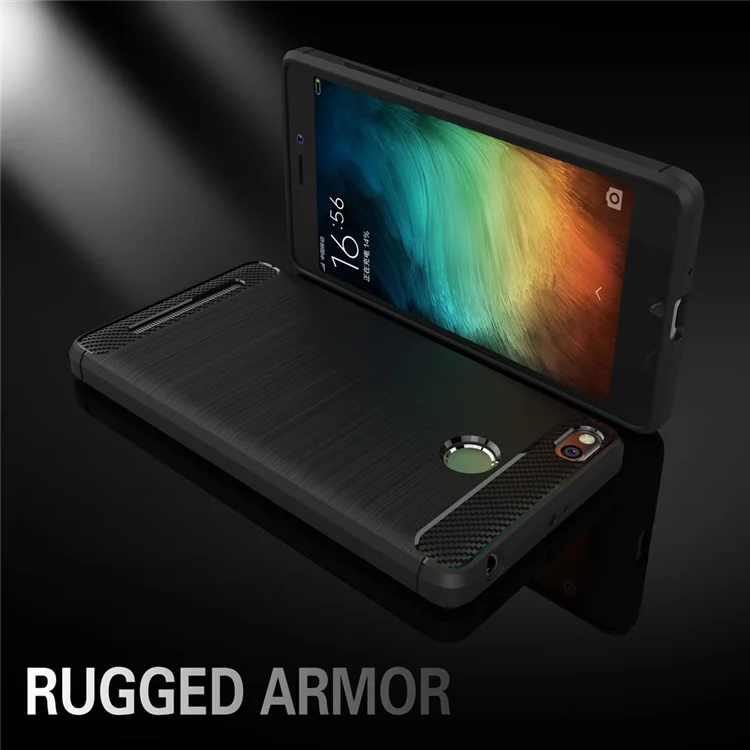 Carbon Fibre Brushed TPU Case for Xiaomi Redmi 3s - Black