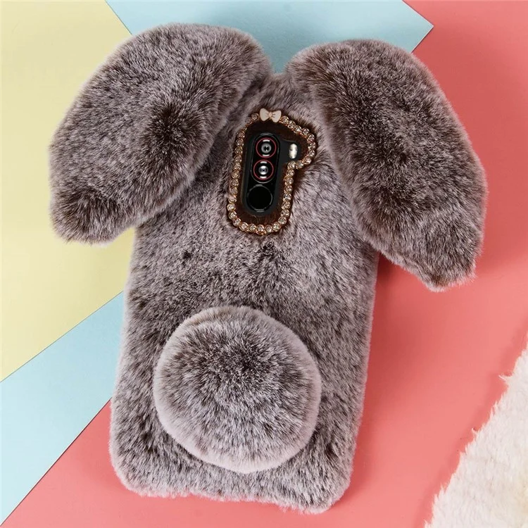 Funda TPU de piel cálida con forma de conejo para Xiaomi Pocophone F1 / Poco F1 (India) - Café