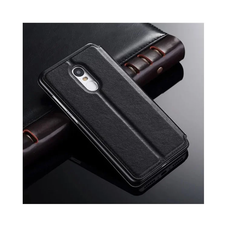For Xiaomi Redmi Note 4 Dual View Window Table Talk Flip Stand Leather Case - Black