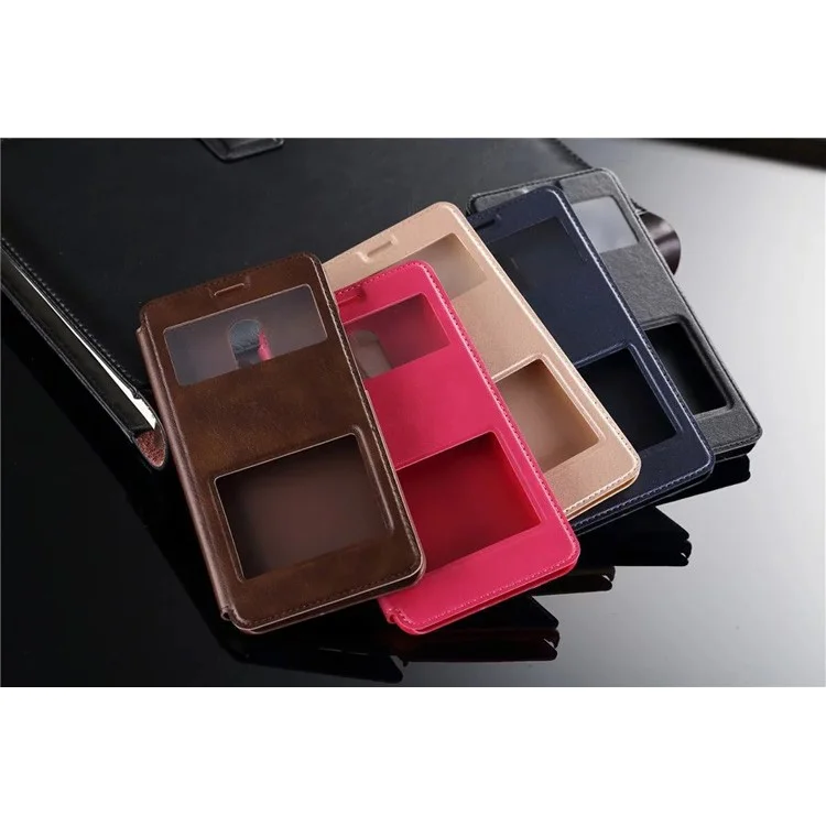 For Xiaomi Redmi Note 4 Dual View Window Table Talk Flip Stand Leather Case - Black