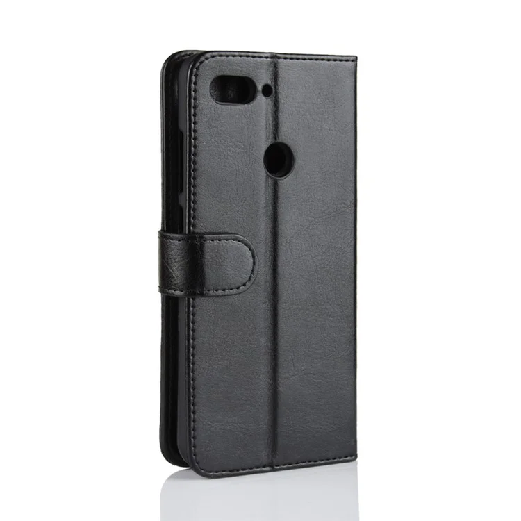 Crazy Horse Wallet Stand Cuir Telephone Case Pour Xiaomi Mi 8 Lite / Mi 8 Youth (mi 8X) - le Noir