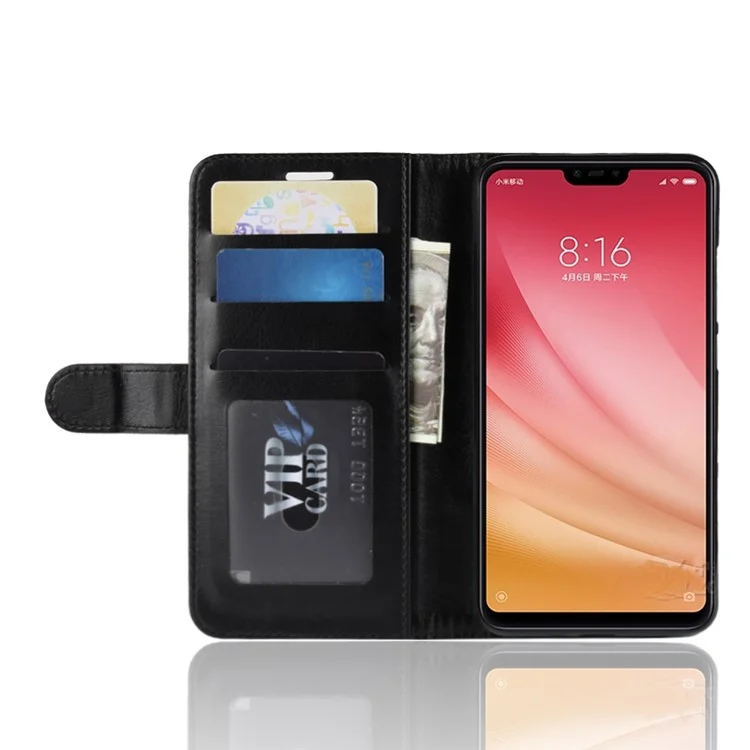 Crazy Horse Wallet Stand in Pelle Custodia Per Cellulare Per Xiaomi Mi 8 Lite/Mi 8 Youth (mi 8X) - Nero