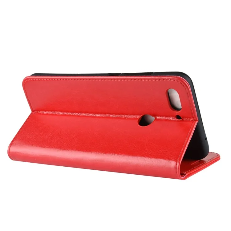 Crazy Horse Wallet Stand Cover Case de Cuero Para Xiaomi Mi 8 Lite/mi 8 Youth (mi 8X) - Rojo