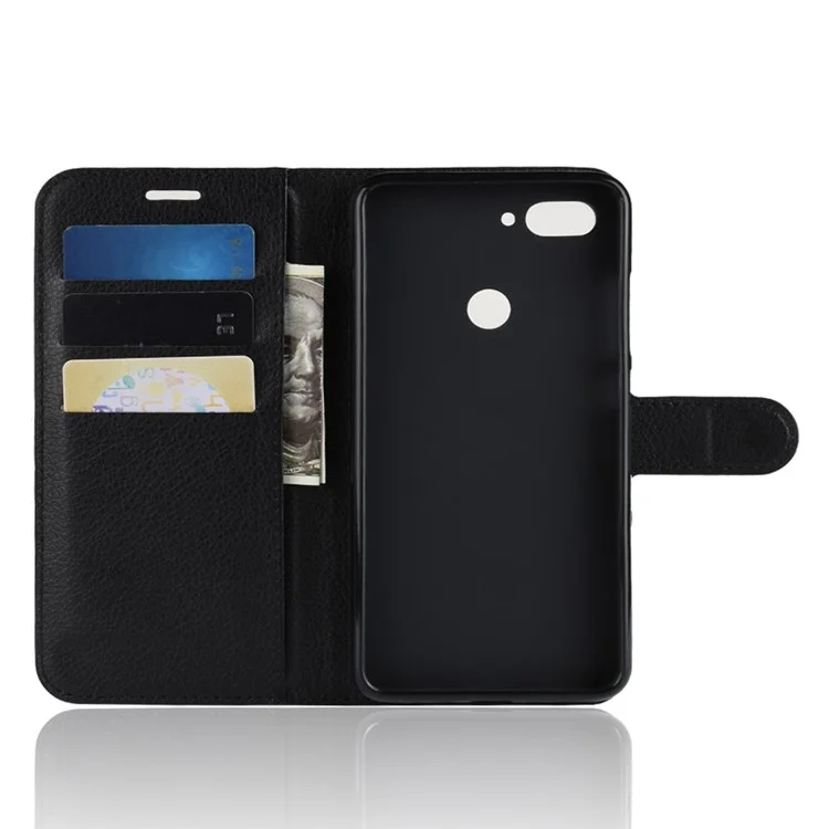 Litchi Texture Wallet de Cuero Case Móvil Para Xiaomi Mi 8 Lite / mi 8 Juvent (mi 8X) - Negro