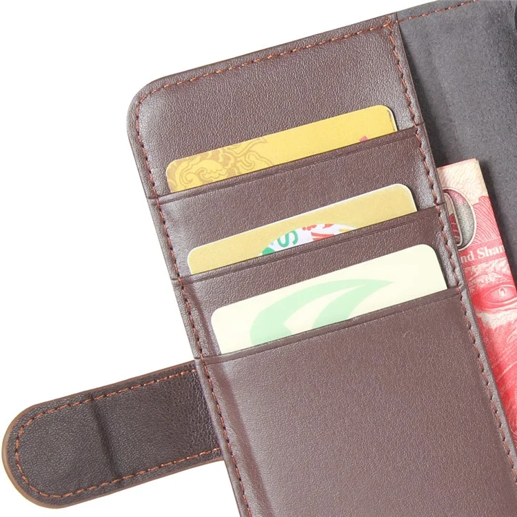 For Xiaomi Mi A2 Lite / Redmi 6 Pro Phone Cases Genuine Split Leather Wallet Mobile Cover Stand - Brown