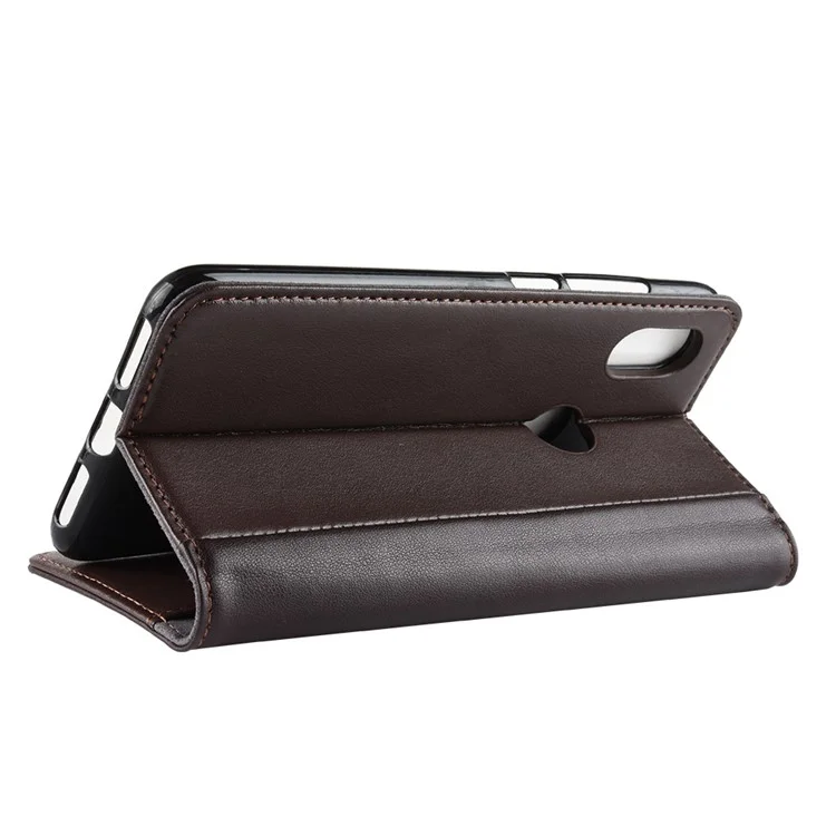 For Xiaomi Mi A2 Lite / Redmi 6 Pro Phone Cases Genuine Split Leather Wallet Mobile Cover Stand - Brown