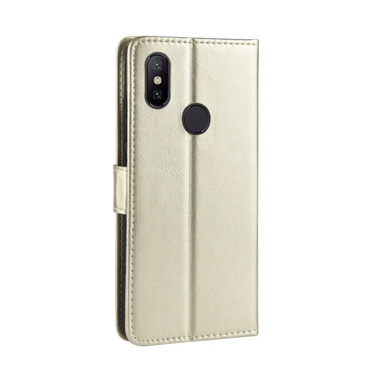 Crazy Horse Wallet Coperchio Protettivo in Pelle Per Xiaomi Mi A2 Lite / Redmi 6 Pro - Oro