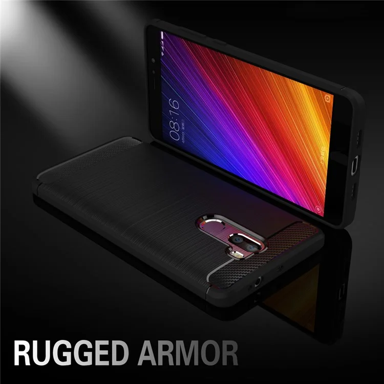 Carbon Fibre Brushed TPU Case for Xiaomi Mi 5s Plus - Black