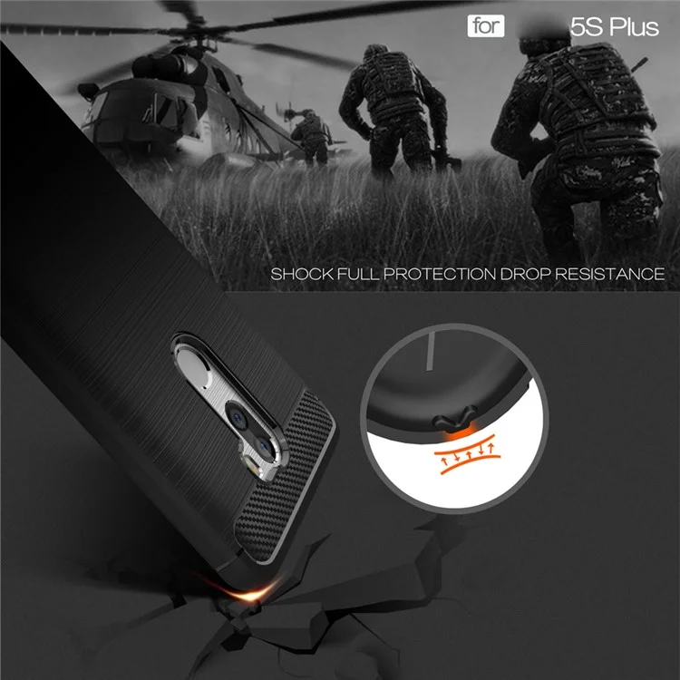 Carbon Fibre Brushed TPU Case for Xiaomi Mi 5s Plus - Black