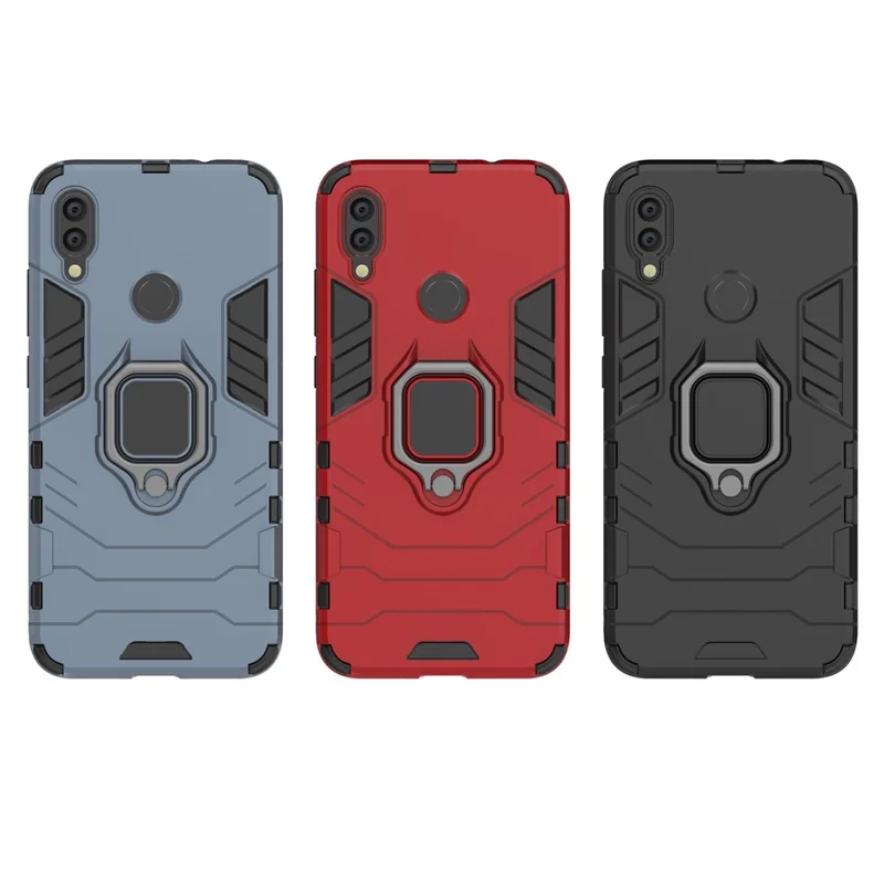 Cool Guard Ringhalter Kickstand PC TPU Hybrid -hülle Für Xiaomi Redmi Note 7s /Note 7 / Anmerkung 7 Pro (indien) - Schwarz