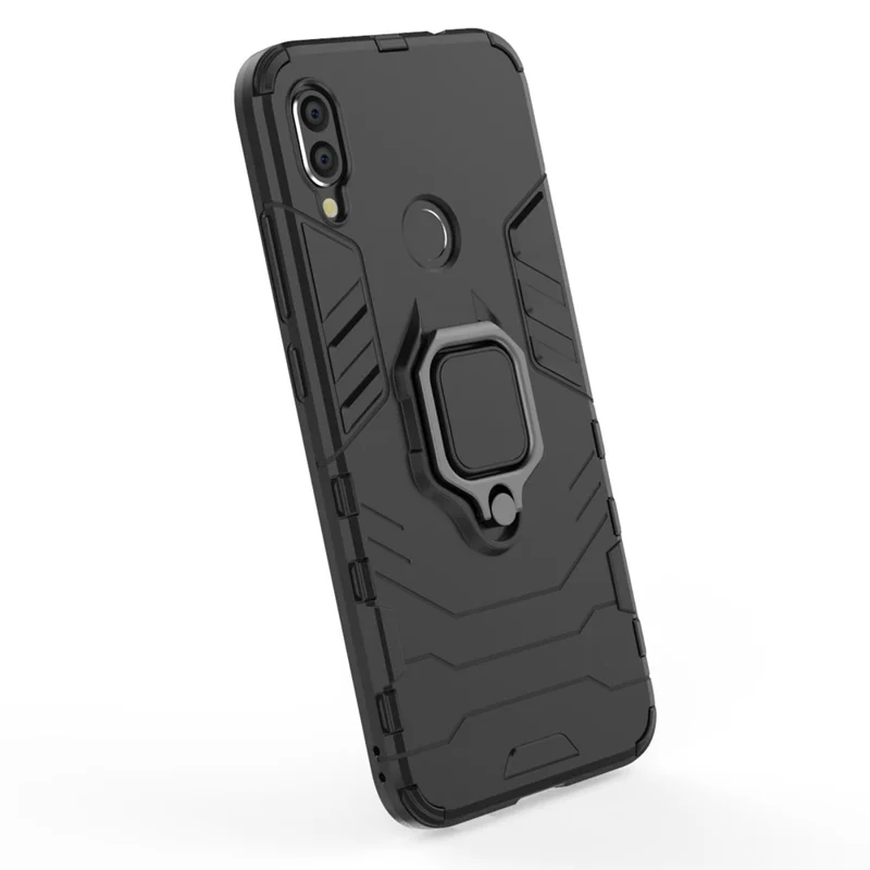 Cool Guard Ringhalter Kickstand PC TPU Hybrid -hülle Für Xiaomi Redmi Note 7s /Note 7 / Anmerkung 7 Pro (indien) - Schwarz