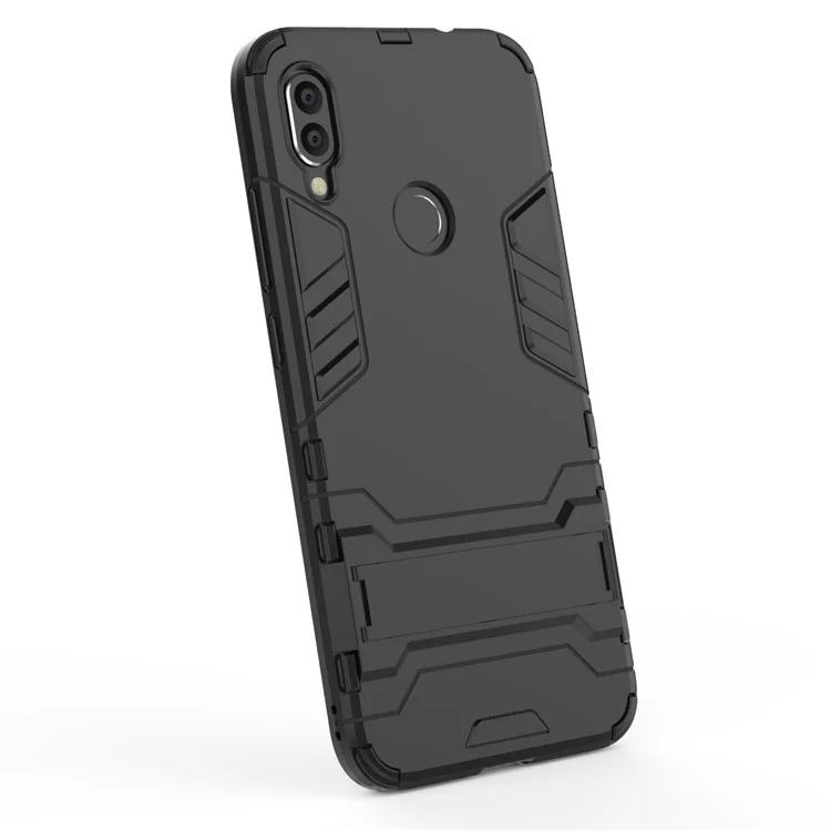 Plastica + Custodia Ibrida TPU Con Cavalletto Per Xiaomi Redmi Note 7S /nota 7 / Nota 7 Pro (India) - Nero