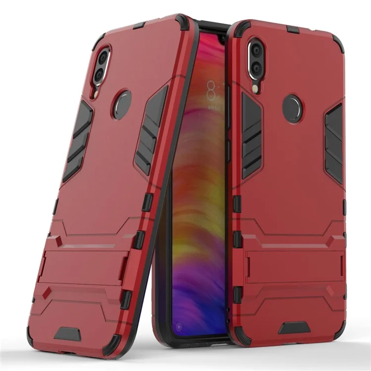Plastic + TPU Hybrid Phone Case with Kickstand for Xiaomi Redmi Note 7S /Note 7 / Note 7 Pro (India) - Red