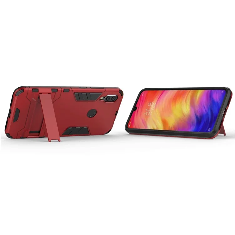 Plastic + TPU Hybrid Phone Case with Kickstand for Xiaomi Redmi Note 7S /Note 7 / Note 7 Pro (India) - Red