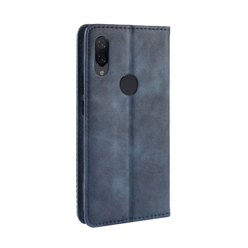 Couvercle de Portefeuille en Cuir PU de Style Vintage Pour Xiaomi Redmi Note 7s / Note 7 / Note 7 Pro (inde) - Bleu