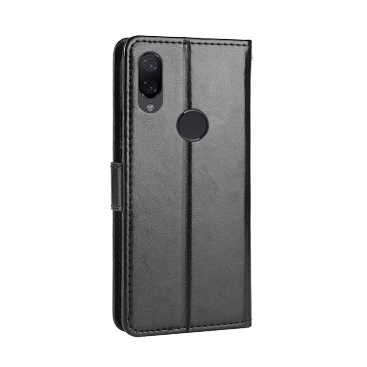 Crazy Horse Leder Brieftasche Hülle Für Xiaomi Redmi Note 7s /Note 7 / Anmerkung 7 Pro (indien) - Schwarz
