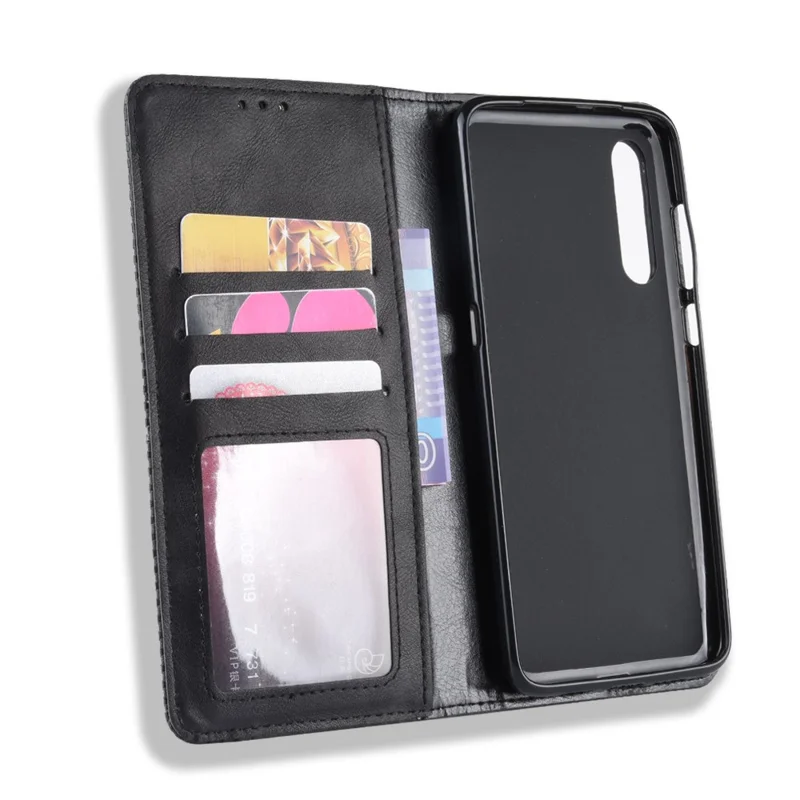 Vintage hoes van PU-leer met portemonnee voor Xiaomi Mi 9 - Zwart
