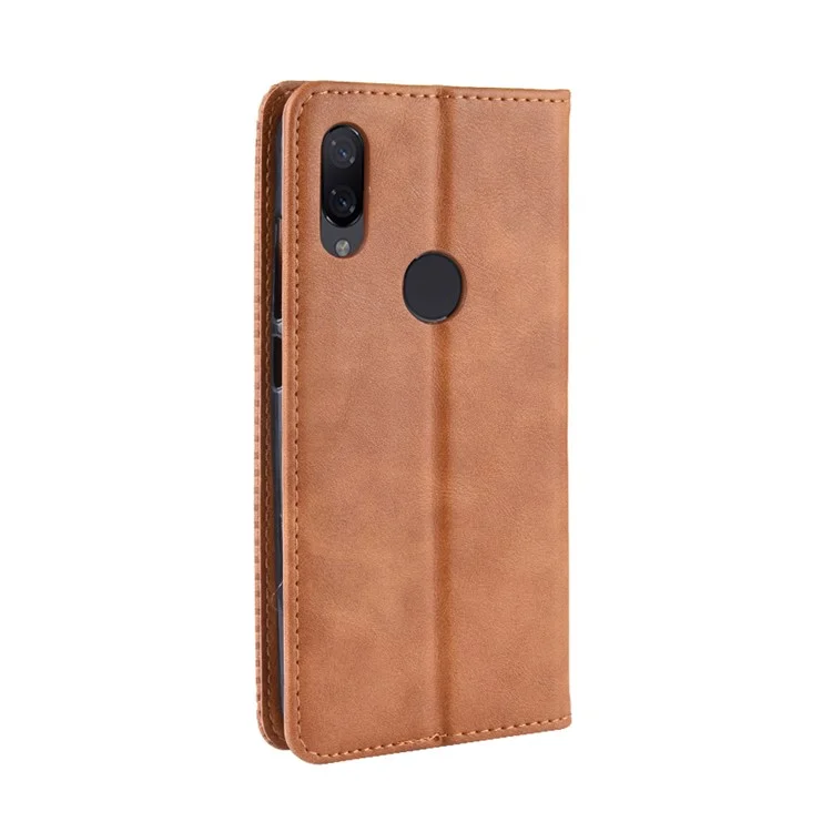 Étui de Téléphone de Portefeuille en Cuir PU de Style Vintage Pour Xiaomi Redmi Note 7s / Note 7 / Note 7 Pro (inde) - Brun