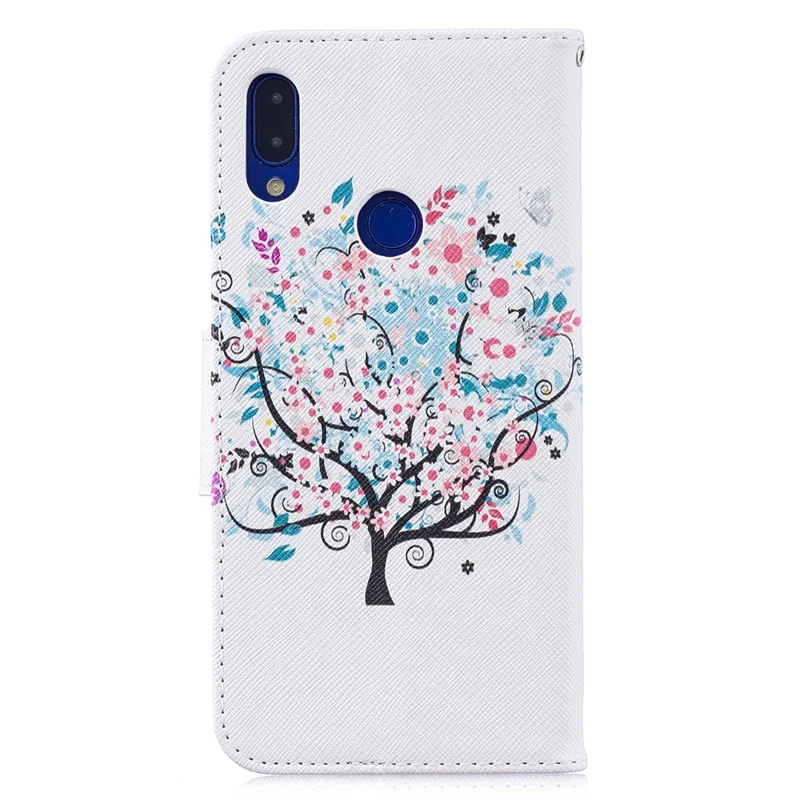 Pattern Printing PU Leather Folio Flip Phone Cover for Xiaomi Redmi Note 7S /Note 7 - Flowered Tree