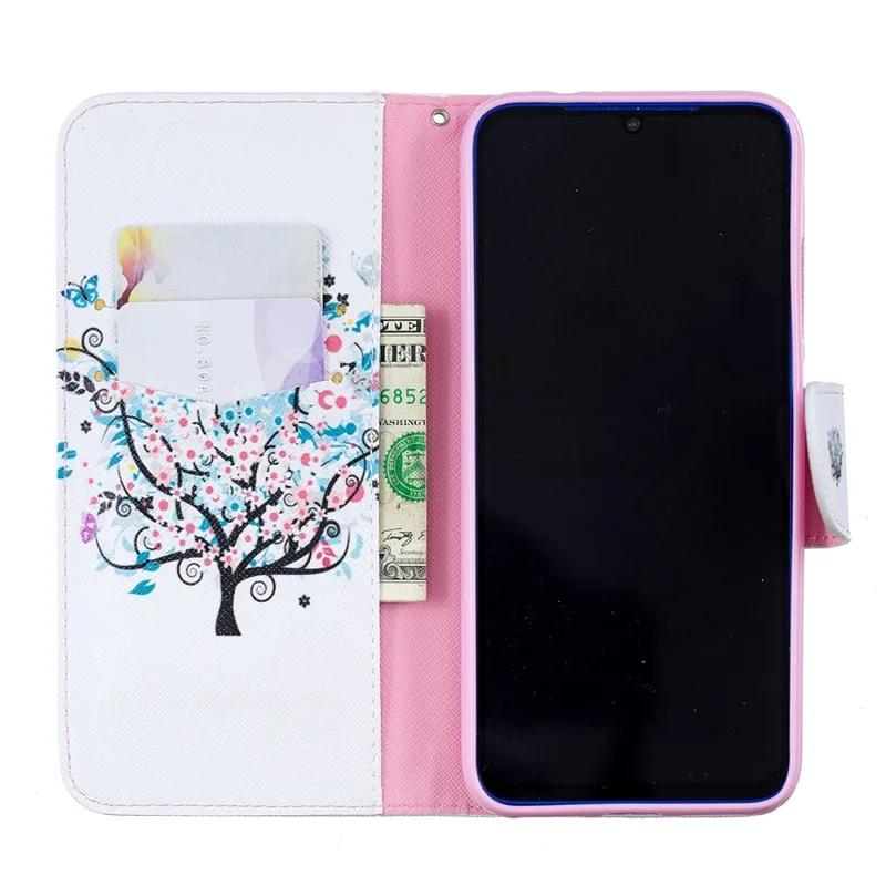 Pattern Printing PU Leather Folio Flip Phone Cover for Xiaomi Redmi Note 7S /Note 7 - Flowered Tree