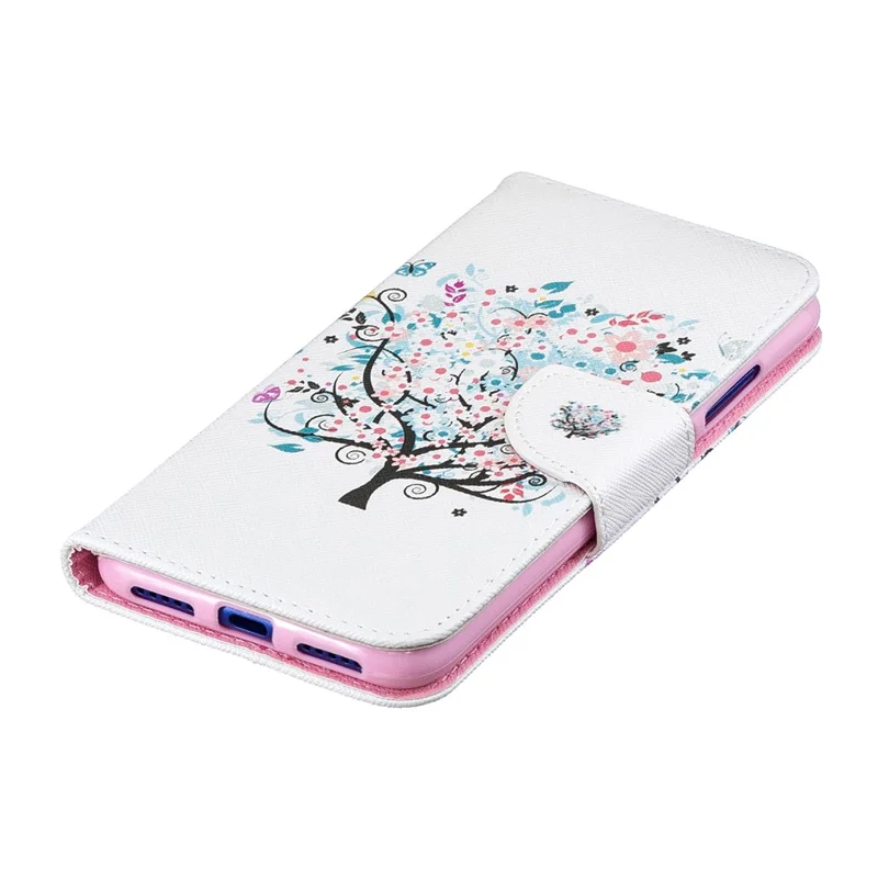 Pattern Printing PU Leather Folio Flip Phone Cover for Xiaomi Redmi Note 7S /Note 7 - Flowered Tree