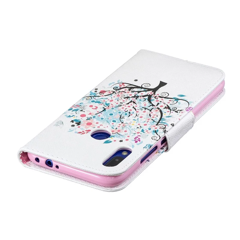 Pattern Printing PU Leather Folio Flip Phone Cover for Xiaomi Redmi Note 7S /Note 7 - Flowered Tree
