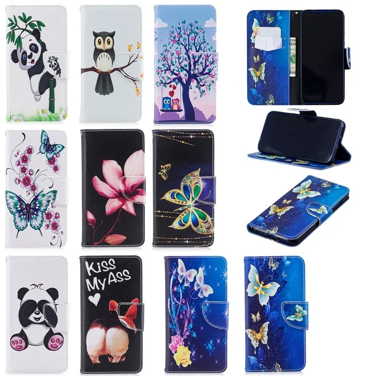 Custodia Del Portafoglio in Pelle da Stampa Modello Per Xiaomi Redmi Note 7S /nota 7 / Nota 7 Pro (India) - Pattern Farfalla