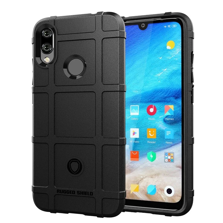 Rugged Shield Square Grid Texture TPU Case for Xiaomi Redmi Note 7S /Note 7 / Note 7 Pro (India) - Black