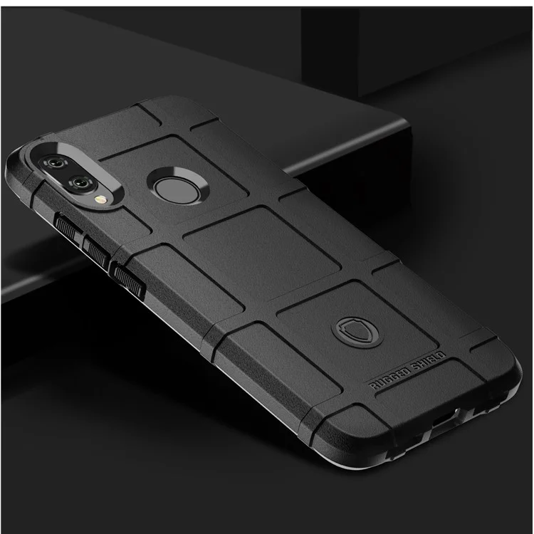 Rugged Shield Square Grid Texture TPU Case for Xiaomi Redmi Note 7S /Note 7 / Note 7 Pro (India) - Black