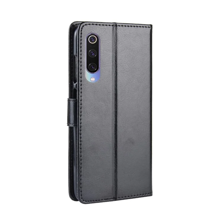 Crazy Horse Wallet Leather Protection Case for Xiaomi Mi 9 - Black