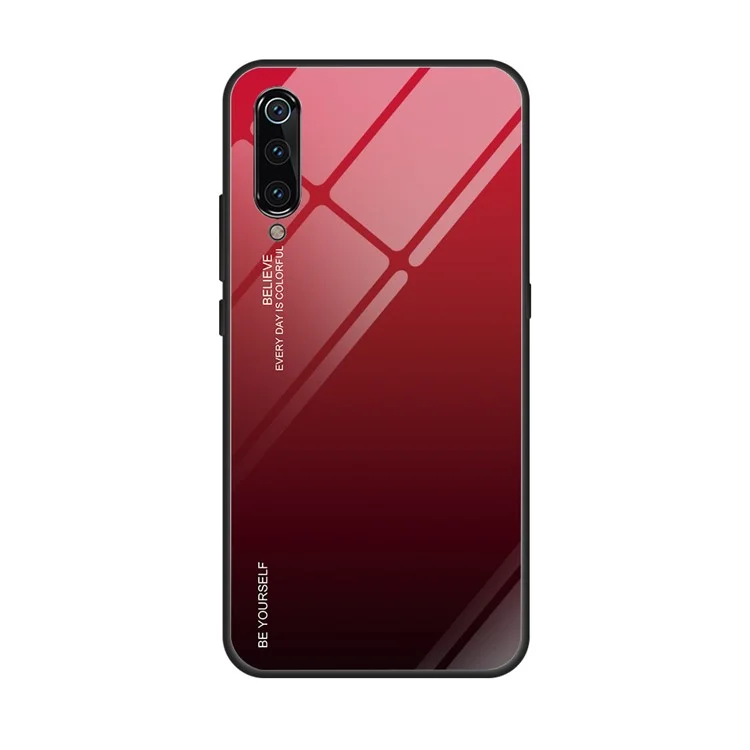 Cover Posteriore In Vetro Temperato Gradiente TPU + PC Per Xiaomi MI 9 - Rosso