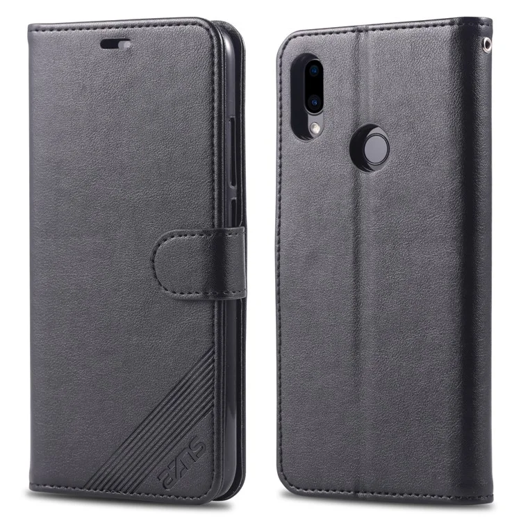 Caixa de Carteira de Couro AZNS Para Xiaomi Redmi Note 7s / Nota 7 / Nota 7 Pro (índia) - Preto