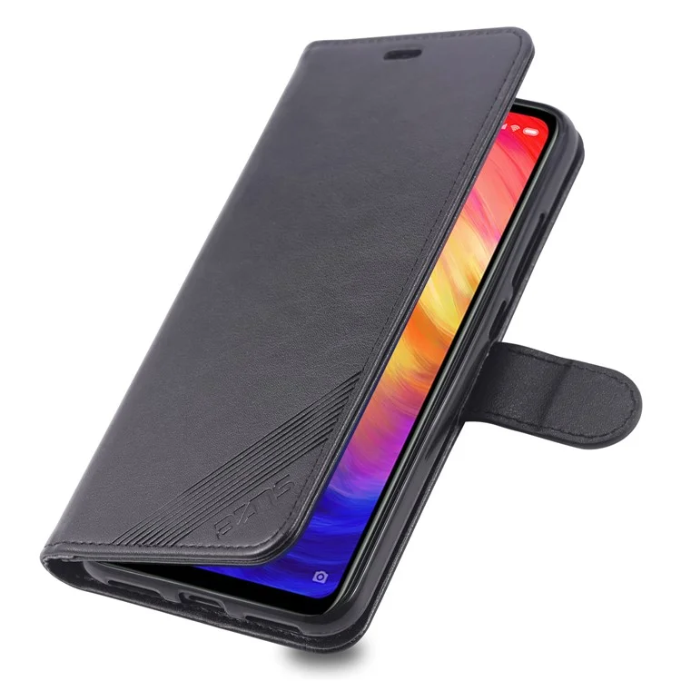 Étui portefeuille en cuir AZNS pour Xiaomi Redmi Note 7S / Note 7 / Note 7 Pro (Inde) - Noir