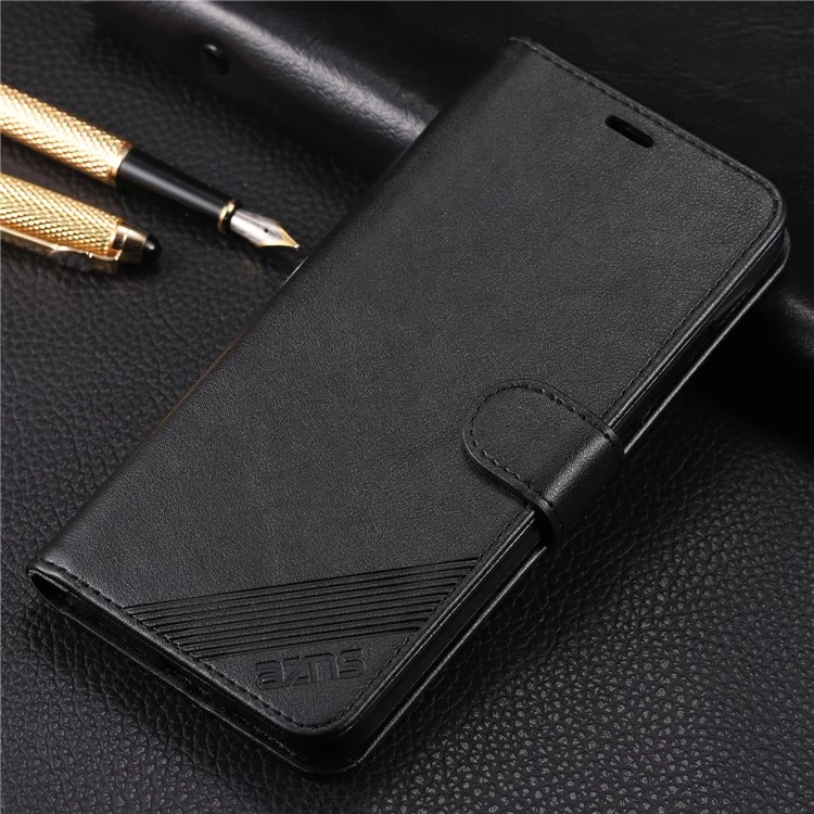 Azns Whatet Case in Pelle Per Xiaomi Redmi Note 7s / Nota 7 / Nota 7 Pro (India) - Nero